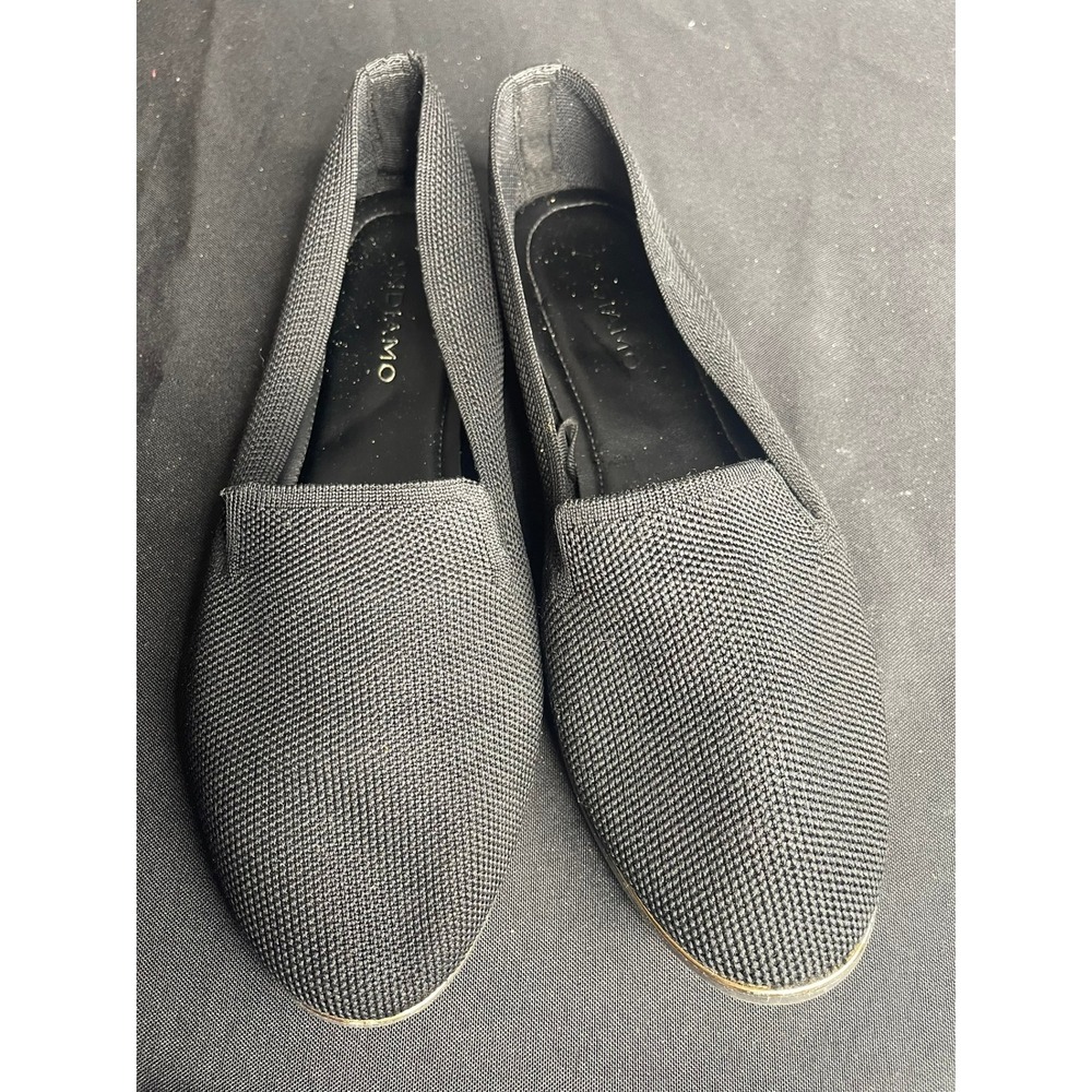 Andiamo Flora Black Knit Pointed Toe Loafers Womens 8W Wide Slip On Flats Shoes